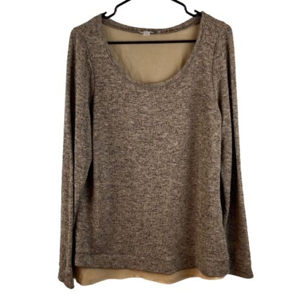 Larry Levine Women’s Large Brown Long Sleeve Sweater Lined Open Sheer Back